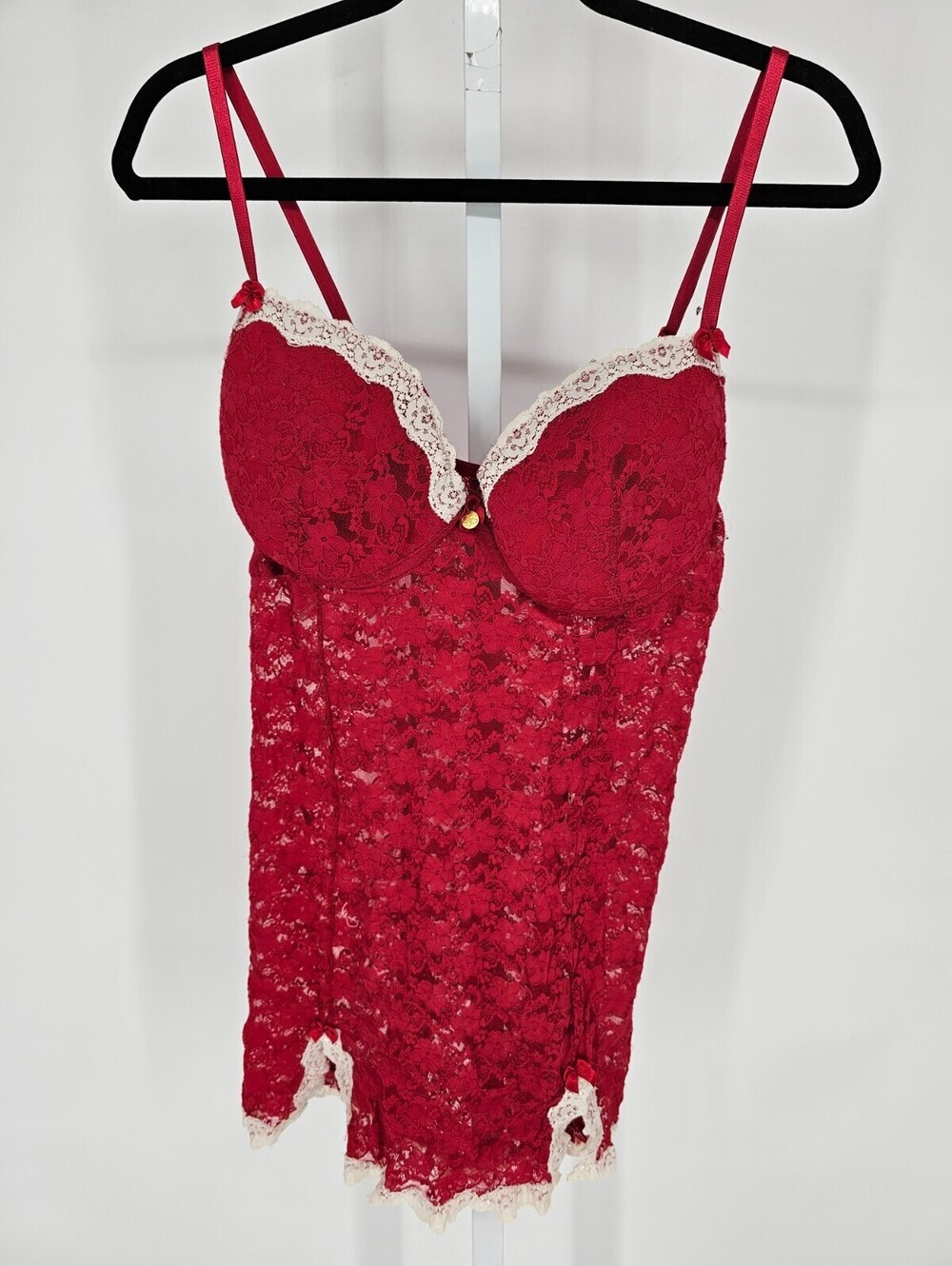 Jessica Simpson Womens Sz 2X All Over Lace Nightie Nightgown Red Vintage Y2K